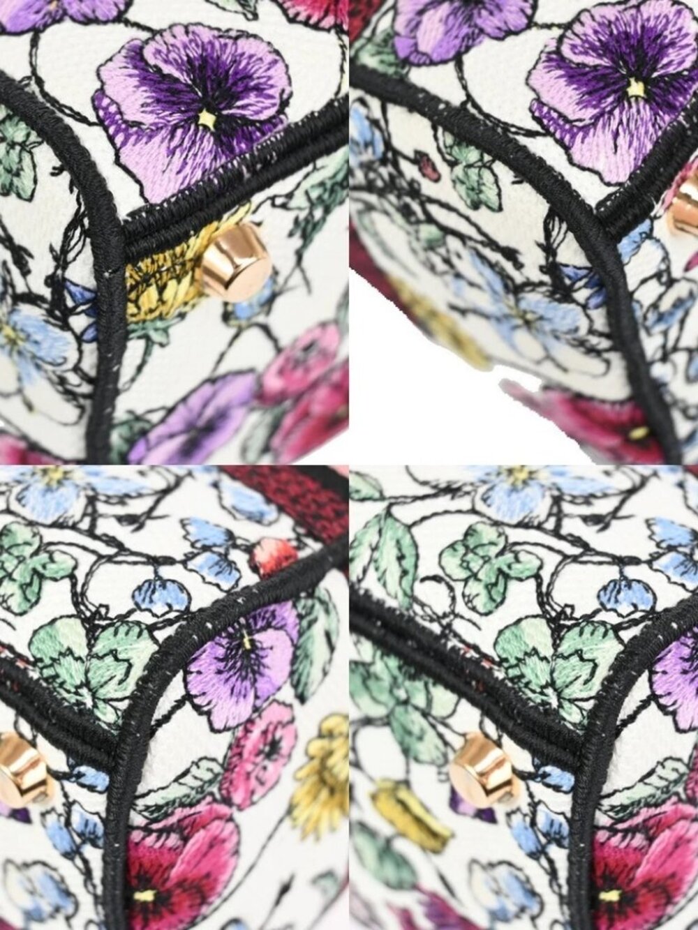 CHRISTIAN DIOR Lady D-Lite Florilegio Embroidery 2Way Hand Bag Canvas - Picture 7 of 15
